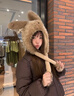 途尊可愛(ài)小狗毛絨帽女秋冬季卡通會(huì )動(dòng)耳朵護耳帽加厚保暖防寒雷鋒帽子 可愛(ài)會(huì )動(dòng)免耳【棕色】加厚保暖 曬單實(shí)拍圖