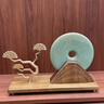 RWTW新中式擺件平安扣家居客廳書(shū)柜博古架桌面辦公室軟裝飾送開(kāi)業(yè)禮物 【吉祥平安扣】實(shí)木底座 曬單實(shí)拍圖