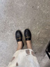 康莉商場新款真皮樂福鞋女秋季新款舒適百搭英倫風(fēng)通勤休閑女鞋 黑色 38 曬單實拍圖