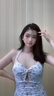 咚旺芮泳衣女性感遮肚顯瘦純欲風露背碎花掛脖吊帶裙泡溫泉海邊泳裝 系脖肩帶泳衣【杏色】80-110斤 曬單實拍圖