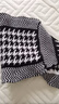 允娜秋冬季三角圍巾女男女通用三角巾保暖脖套百搭小方巾防寒圍脖男 黑白千鳥(niǎo)格（針織毛線(xiàn)款） 曬單實(shí)拍圖
