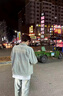 凱普蒂春秋牛仔外套淺藍(lán)色朋克風(fēng)牛仔做舊外套男女小眾設(shè)計(jì)夾克寬松上衣 1760黃色 L - 曬單實(shí)拍圖