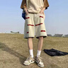 衣然呈品刺繡牛仔短褲男款夏季美式高街水洗潮牌歐美設(shè)計(jì)感小眾五分褲子男 黃泥色 L【建議110-125斤】 曬單實(shí)拍圖