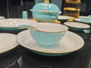 唐帕2024新款餐具碗盤(pán)釉下彩家用高顏值景德鎮高檔青瓷碗套裝喬遷送禮 40件珠玉青嵐配元寶煲 6人適用 曬單實(shí)拍圖