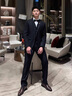 皮爾卡丹（pierre cardin）西服套裝男士商務(wù)修身職業(yè)正裝小西裝男伴郎服裝新郎結(jié)婚禮服外套 黑色雙扣【西服+西褲+馬甲+襯衫+領(lǐng)帶+禮盒裝】 XL 175【適合115-130斤】 曬單實(shí)拍圖