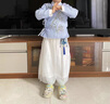 奧蒙威（AOMENGWEI）兒童漢服套裝夏季男女童新中式中國風(fēng)古裝寶寶表演服兩件套YK2320 藍色（男女同款-送香包） 100cm 曬單實(shí)拍圖