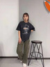 至唯 復(fù)古重磅短袖t恤男士夏季美式潮牌流寬松男款夏天潮流半袖上衣服 XT118黑灰色 XL【推薦140-160斤】 曬單實拍圖