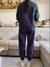 霖源 LYUANYD輕奢定制運動(dòng)套裝女春秋季休閑長(cháng)袖中老年媽媽時(shí)尚洋休閑服兩件套 藏青色 L （推薦100-115斤） 曬單實(shí)拍圖