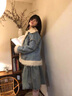 RUIQIUER韓系小個(gè)子學(xué)院風(fēng)牛仔拼接毛毛外套女秋冬季新款女裝加厚棉衣服 圖片色 S 曬單實(shí)拍圖