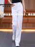 皮爾卡丹白色窄版闊腿牛仔褲女春秋2025年新款潮顯瘦女褲夏季高腰直筒褲子 白色 長(zhǎng)褲 XL 曬單實(shí)拍圖