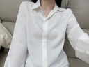 XHUE真絲襯衫100%桑蠶絲女士春季純色百搭襯衫女長(cháng)袖職業(yè)復古港風(fēng)女裝 白色（升級款） L（100-110） 曬單實(shí)拍圖