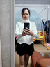 復(fù)古麻花毛衣女高領(lǐng)寬松短款高腰上衣前短后長2025秋冬粗線針織衫 白色 M 曬單實(shí)拍圖