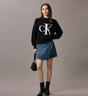 Calvin KleinJeans25秋冬新款女士?jì)?yōu)雅通勤ck字母提花純棉圓領(lǐng)打底衫針織衫 UB1-太空黑 L 曬單實(shí)拍圖