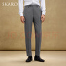 SKARO【雷總同款】男士西褲商務(wù)正裝修身直筒垂感黑色羊毛西裝褲 灰色SKD112（修身版) 52 =37碼=2.82尺=94腰圍 曬單實(shí)拍圖