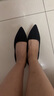 百麗踏【廠(chǎng)牌】羊皮單鞋女年新款法式細跟小跟工作黑色高跟鞋 黑色【跟】 3cm 37 曬單實(shí)拍圖