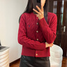 POLOWALK商場同款 女士羊毛衫秋冬圓領(lǐng)開衫經(jīng)典絞花時(shí)尚百搭 酒紅 L (165) 曬單實(shí)拍圖