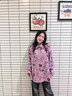 佐敘涂鴉刺繡格紋長(cháng)袖襯衫女2025秋季時(shí)尚百搭寬松休閑薄款上衣外套潮 桃粉色 M （90-105斤） 曬單實(shí)拍圖