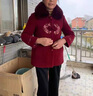 俞兆林奶奶裝秋冬新款中老年人毛呢外套加絨加厚保暖毛領(lǐng)大衣老人家衣服 01紅色【上衣+加絨褲】 2XL 建議105-120斤 曬單實(shí)拍圖