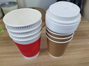 51cup商吉 加厚防燙咖啡杯瓦楞紙杯一次性奶茶豆?jié){打包杯茶水杯可帶蓋 12oz紅杯不帶蓋 100只 曬單實(shí)拍圖