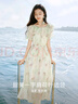 香影一字領(lǐng)露肩連衣裙女2025夏新款泡泡袖荷葉邊度假風(fēng)海邊沙灘裙 銀牡丹色 M 160/84A/95-110斤 曬單實(shí)拍圖