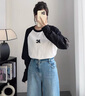 MO&Co.MC刺繡棉質(zhì)寬松T恤美式復古打底衫情侶裝t恤純棉T恤摩安珂 本白色-第2批 M 165 曬單實(shí)拍圖