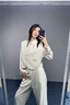 皮爾卡丹（pierre cardin）新中式盤扣套裝褲女春秋季新款干練氣質(zhì)時尚顯瘦西裝兩件套休閑 米白色套裝 3XL (建議135-150斤內(nèi)) 曬單實(shí)拍圖