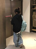 FSHE連帽衛衣女秋冬款2025年新款加厚復古韓版女士衛衣秋季衣服女裝 黑色衛衣【1987】薄款 M 建議80-105斤 曬單實(shí)拍圖