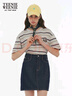 Teenie Weenie小熊女裝T恤2025春夏新款簡(jiǎn)約休閑青春活力短款彩色條紋圓領(lǐng)短袖 灰色 S 曬單實(shí)拍圖