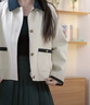百圖betu女裝2025秋季新款短外套撞色設計棉感萊賽爾薄外套女2508T53 卡其色 M 曬單實(shí)拍圖