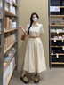 戀的襯衫連衣裙夏季2025新款法式氣質(zhì)少女長裙學(xué)生衣服學(xué)院風(fēng)裙子夏天 時尚韓版杏色 均碼（可備注碼數(shù)） 曬單實拍圖