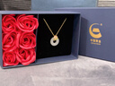 中國黃金（CHINA GOLD）玫瑰花黃金項鏈女平安扣足金鑲玉吊墜生日禮物送女朋友足金玫瑰花和田玉掛墜+S925鏈【紀念品】 曬單實(shí)拍圖