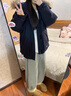 兔芊少女生加絨加厚羽絨棉服冬季派克服連帽短款小個子女毛領(lǐng)保暖外套 藏青色 M 推薦100-115斤 曬單實拍圖