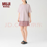 無(wú)印良品（MUJI）男女通用 珠地網(wǎng)眼 T恤 男式女式 無(wú)性別 短袖上衣打底衫AB18CC4S 煙熏粉色 S (160/84A) 曬單實(shí)拍圖