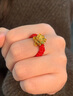 中國黃金（CHINA GOLD）蓮花黃金戒指女足金編織繩戒子女生生日禮物送女友老婆紀念日實(shí)用 足金蓮花戒指-紅繩 曬單實(shí)拍圖