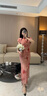 杜艷枝時(shí)尚改良年輕女士網(wǎng)紗連袖旗袍春夏新款復古民族風(fēng)旗袍 粉色 M 90-100斤 曬單實(shí)拍圖