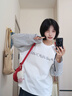 韓系漂亮條紋插肩長(cháng)袖t恤女2025新款早秋季單穿寬松百搭chic上衣 白色 M 曬單實(shí)拍圖