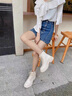 墨黛尼厚底馬丁靴女鞋2025新款夏季小個(gè)子休閑鞋系帶白色短靴子女靴 米白色 皮里 40 (250mm) 國內(nèi)標(biāo)準(zhǔn)皮鞋碼 曬單實(shí)拍圖