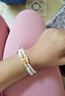 中國黃金（CHINA GOLD）小桃花黃金手鏈女足金轉(zhuǎn)運(yùn)珠和田玉手串飾品情人節(jié)生日禮物送女友 和田玉桃花手串【輕版】 曬單實(shí)拍圖