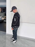 G.DUCKKIDS男童棒球服外套春秋冬2024新款洋氣兒童加絨上衣夾克帥氣韓版潮 黑色 150 建議身高140cm 曬單實(shí)拍圖