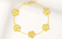 中國黃金（CHINA GOLD）四葉草黃金手鏈女足金鐳射五花朵首飾品新年節生日禮物送女友老婆 【今/次日達】五花四葉草手鏈【A款】約3.9g 曬單實(shí)拍圖