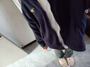 棉致美式復(fù)古三條杠開(kāi)衫衛(wèi)衣短外套女春秋冬季新款寬松韓版加絨棒球服 藏青色【A130常規(guī)高品質(zhì)30.5】 XL 125-140斤 曬單實(shí)拍圖