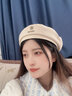 云見森知玫瑰標(biāo)貝雷帽女新款小香風(fēng)白色八角帽英倫復(fù)古春秋蓓蕾畫家帽 米白色 曬單實(shí)拍圖