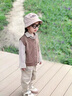 G.DUCKKIDS童裝男童套裝春秋季一歲寶寶衣服兒童春裝學(xué)院風(fēng)三件套2幼兒服裝 米色-口袋熊 90 cm建議身高85-95cm 曬單實拍圖
