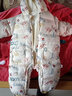 溫蔓爾連體羽絨服嬰兒2-6個月連體新生兒外出抱衣寶寶羽絨棉衣加絨爬服1 花布米字母 褲腳暗扣  加絨加厚 90(建議身高7585) 曬單實拍圖