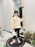 鴨鴨兒童羽絨服女童短款加厚面包服女孩冬季中國風中大童裝外套GM 淺米黃 120 曬單實拍圖