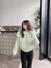 予瑾新款羽絨服女韓版溫柔風(fēng)簡約百搭休閑糖果色娃娃領(lǐng)短款白鴨絨外套 淺綠色 red160 S 90-105斤 曬單實拍圖