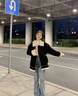 NEW OR MODE麂皮絨棉服男冬季潮流ins寬松翻領(lǐng)加厚棉衣潮牌皮毛一體機(jī)車外套 黑色 XL 曬單實(shí)拍圖
