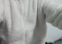 冰洁（BINGJIE）女士短外套秋季新款纯色珊瑚绒潮流休闲立领短夹克 白色 XL 实拍图