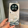 英凱倫適用華為mate70pro手機殼鏡頭全包彩繪浮雕國風仙鶴mate60時尚高級感皮紋防摔輕奢親膚男女保護套 彩繪邊框-鶴鳴浪起 華為Mate 70 曬單實拍圖