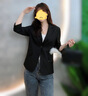 亞麻小西裝外套女2025春秋新款氣質(zhì)修身顯瘦職業(yè)西服七分袖薄外套 藍(lán)色 M 曬單實(shí)拍圖